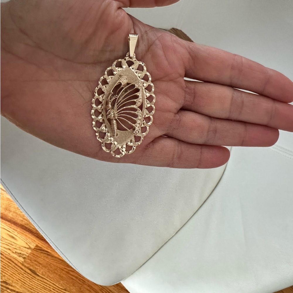 10K Gold LARGE Butterfly Pendant